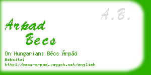 arpad becs business card